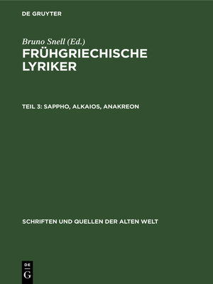 cover image of Sappho, Alkaios, Anakreon